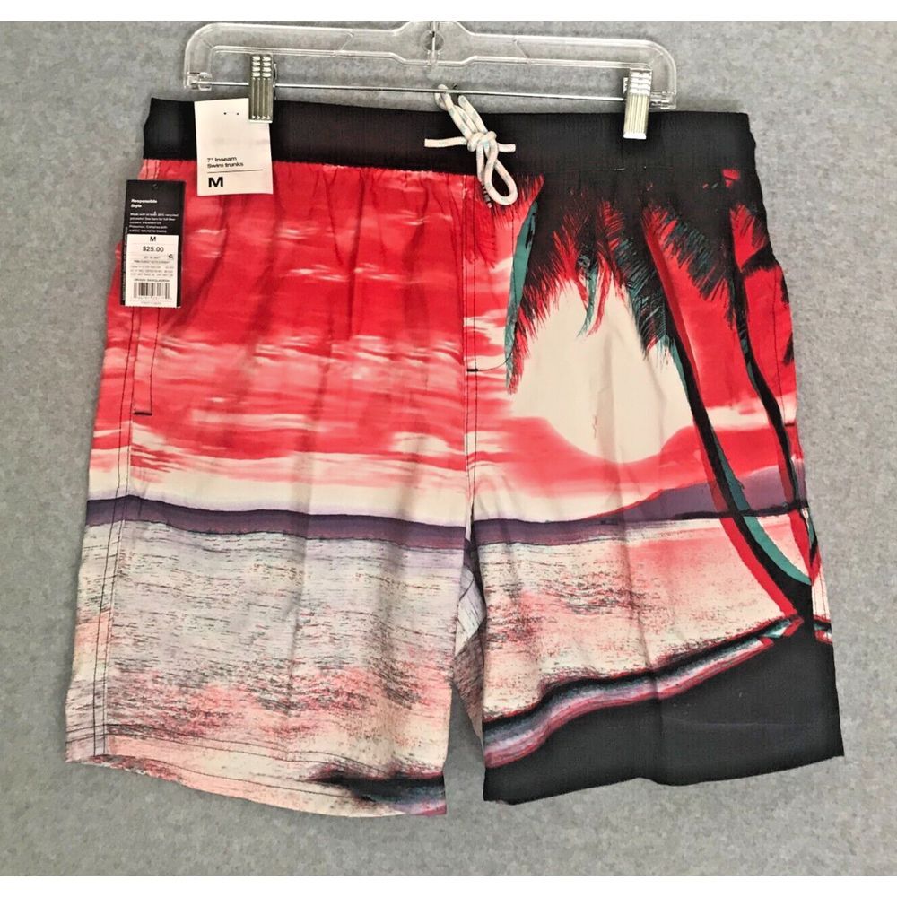 NEW! Original Use Brand Swim Trunks Men's Medium Elastic Waist 7" Inseam UPF 50+